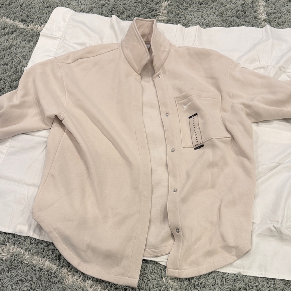 Nike Cream Button-Up Fleece Jacket